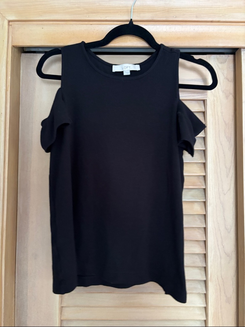 LOFT Black Cold-Shoulder Ruffle Tank Top